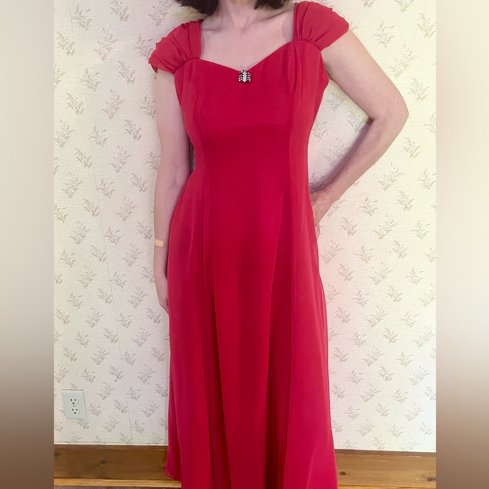 Elegant Red Prom Formal Vintage 90s Y2K Maxi Dress XS or Small